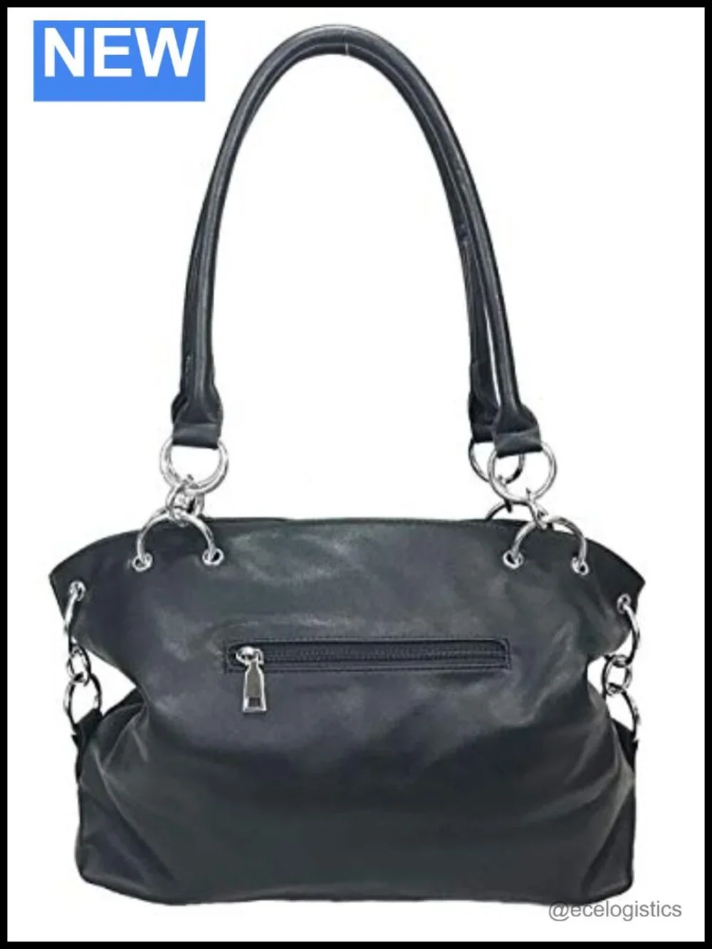 Laser Cut Bling Double Handle Purse Faux Leather Hobo Bag